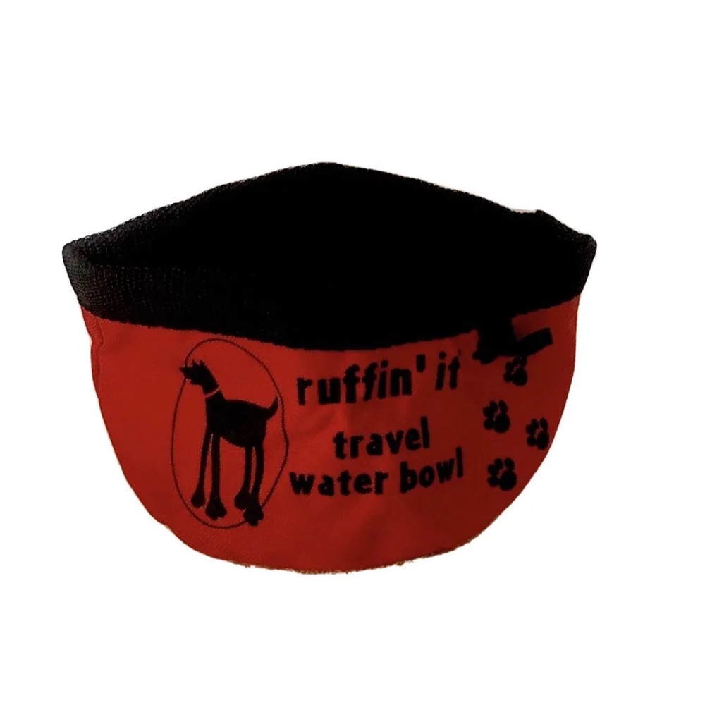 Red & Black Travel Pet Collapsible Water Bowl